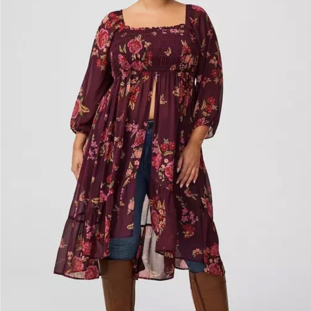 Torrid Burgundy Floral Maxi Dress